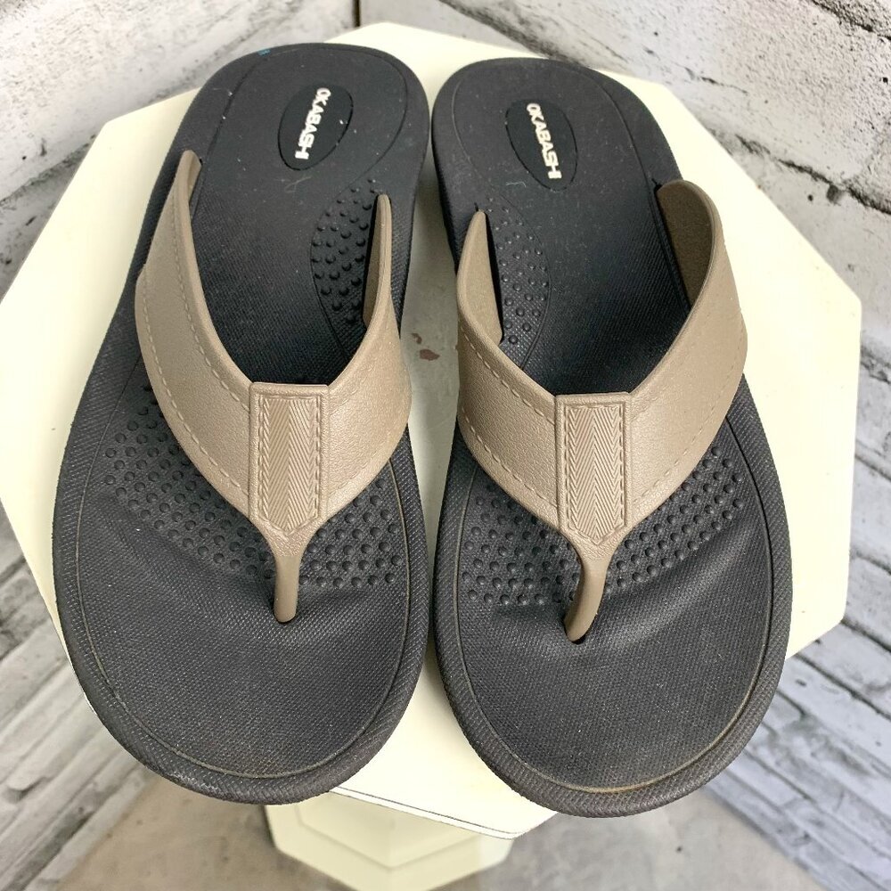 Okabashi Sandals Casual Unisex Comfort Brown Beach Flip Flops